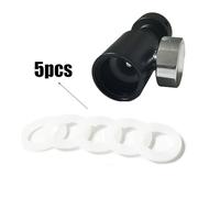 Botella de tanque cilíndrica de CO2 y agua de Soda, adaptador de llenado Universal UFA, adaptador de carga rápida, encendido/apagado con válvula de purga de ventilación(5pcs Gaskets)