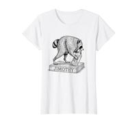 Botella de taxidermia de Mapache Jimothy Vintage Art Camiseta gráfica económica, Mujer, Blanco, L