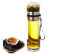Botella de té de doble capa - Vaso de vidrio aislado, recipiente de infusión resistente al | Frasco multiusos para elaboración de cerveza de hojas sueltas, accesorio de hidratación portátil para