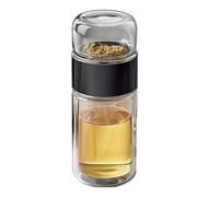 Botella de té del infusor - Contenedor de termo de vidrio, taza de viaje resistente al calor compacta | Diseño de doble cámara con filtro de metal para la preparación del té de hierbas, tomas de viaje