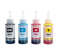 Botella de Tinta de Recarga Compatible T664 para L380 L220 L130 L3060 L3110 L120 L565 L555 ET-2500 Impresoras(One Set 4colors)