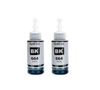 Botella de Tinta de Recarga Compatible T664 para L380 L220 L130 L3060 L3110 L120 L565 L555 ET-2500 Impresoras(2Bottle BK)