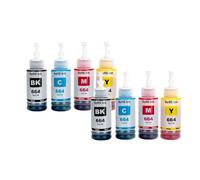 Botella de Tinta de Recarga Compatible T664 para L380 L220 L130 L3060 L3110 L120 L565 L555 ET-2500 Impresoras(2BK-2C-2M-2Y)