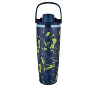 Botella de vacío deportiva de fitness de acero inoxidable 304 con paja de manija y más patrones, taza térmica de macaron de gran capacidad / 30 / 40oz (Ink Dark Blue/30oz)