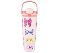 Botella de vacío deportiva de fitness de acero inoxidable 304 con paja de manija y más patrones, taza térmica de macaron de gran capacidad / 30 / 40oz (Rose quartz bow/30oz)
