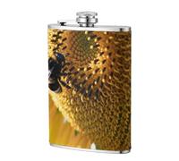 Botella de viaje de piel de girasol y polen de abeja de 8 onzas, termo de acero inoxidable para bebidas, contenedor a prueba de fugas