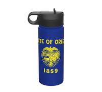 Botella de viaje versátil y respetuosa con el medio ambiente con impresión de la bandera del estado de Oregon, 18 onzas