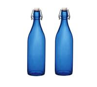 Botella de vidrio Bormioli Rocco Giara con tapa hermtica de 950 ml (juego de 2) - Sin BPA para bebidas, jugos y aderezos. Cristalera decorativa