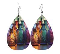 Botella De Vidrio Colorida Pendiente Suave Pendientes Moda Pendiente De Cuero Para Mujer Aniversario