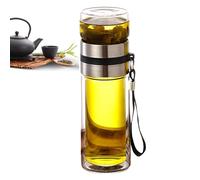 Botella de vidrio con infusor de té, vaso de té personal con colador, vidrio resistente al calor con infusor de acero inoxidable desmontable, recipiente de bebidas ecológico para hidratación diaria y