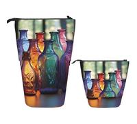 Botella De Vidrio De Colores Retráctil Estuche Dos En Uno Pop-Up Estuches Escolares Portable Bolsa De Lápiz Para Adolescentes Bolígrafos Escolar