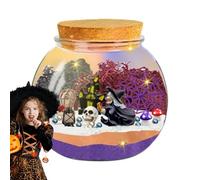 Botella de vidrio iluminada para niños | Contenedor Ecosistema con luz nocturna y paisaje - Decoración educativa para niños ideal para el Día de Acción de Gracias y Día de los