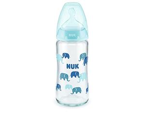 Botella de vidrio NUK First Choice+ con control de temperatura, tetina ergonómica, 240 ml, 0-6 meses, azul, 10212050