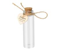 Botella de vidrio personalizada para mascotas con tapón de corcho, placa de madera grabada en forma de corazón, recuerdo de mechón de pelo, regalo para recordar a tu mascota fallecida (Heart)