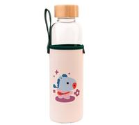 Botella de vidrio reutilizable de 500 ml con diseño de mango y funda