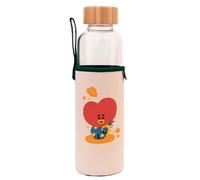 Botella de vidrio reutilizable de 500 ml con diseño de TATA y funda