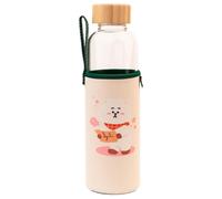 Botella de vidrio reutilizable de 500 ml con diseño RJ y funda
