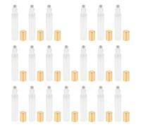 Botella de Vidrio Roll-on 10ml Dorado, Frasco Recargable 20 Piezas