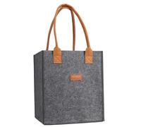 Botella de vino de fieltro- 23 x 18 x 26 cm Porta botella reutilizable con asa de transporte | Bolso portador de vino | 6 particiones botón botón Bass | Funda para cerveza para fiestas, Gris,