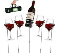 Botella de Vino y Copa de pie Soporte Rack | Altura Regulable, Base Resistente y Marco metálico, Resistente y Agarre Seguro | para Botellas de Vino, Cerveza, champán, Bebidas, Gafas y más