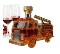 Botella de whiskey - 300 mililitros en forma de camión de lucha contra incendios, contenedor para bar,Decantadores de vidrio para alcohol - Para cócteles, bar de casa, boda, armario de licores y