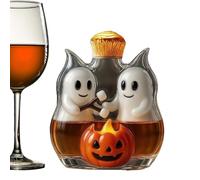 Botella de whisky - alcohol de vidrio de 5,12 pulgadas, jarra de vino artístico, diseño fantasma de vacaciones con | Elegante Drinkware para espiritos Vodka Brandy Rum Scotchs