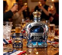 Botella de whisky conmemorativa del 250 aniversario - Vasija patriótica de coleccionista de vidrio "We The People", botella de exhibición conmemorativa 1776-2026 para decoración del hogar, bar, regalo
