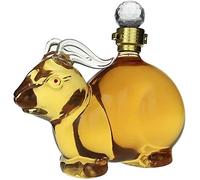 Botella de whisky de vidrio de borosilicato alto, decantador sellado a prueba de polvo, recipiente de vidrio resistente al calor, juego de vino decorativo para oficina y sala de estudio (perro, 500 ml