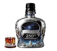 Botella de whisky de vidrio | Decantador de whisky de 350 ml de América del 250 aniversario | Decantador de alcohol de vidrio | para camareros, coleccionistas, , hogar, bares, restaurantes