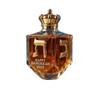Botella De Whisky Hanukkah - Decantador De Vidrio Pintado En Oro Con Menorá Y Letras Hebreas | Botella De Vino Espumoso Creativa Para Celebraciones Navideñas, Exhibición De Bares Y Recuerdos Judíos