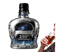 Botella de whisky - Jarra de alcohol 350 ml - 250 cumpleaños USA - Decantador de whisky de colección, para barman, bar de casa, comedor, restaurantes,