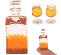 Botella de Whisky para casa de muñecas, Mini Botellas de Alcohol realistas, Mini Botellas de Vino de Resina con 2 Tazas, Decorativas para casa de muñecas, miniaturas