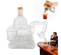 Botella decantadora de whisky 3D con forma de excavadora, jarra de vino vacía tallada a mano para almacenar licores, decantador de vidrio original, idea de regalo f