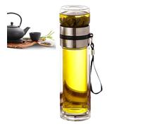Botella del infusor de té de vidrio - Botella de agua de borosilicato ideal de cámara de acero | Separación de agua de té portátil de sellada | Té suelto más empinado para viajar y al aire libre