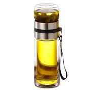 Botella del infusor de té de vidrio - Botella de agua de borosilicato ideal de cámara de acero | Separación de agua de té portátil de sellada | Té suelto más empinado para viajar y al aire libre