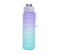 Botella deportiva con marca de tiempo, 750 ml, botella de agua de plástico, apta para bebidas carbonatadas, para fitness, gimnasio, bicicleta, yoga, exterior, color lila