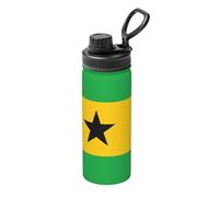 Botella deportiva de acero inoxidable con bandera de Santo Tomé y Príncipe, portátil, de gran capacidad, adecuada para actividades al aire libre, fitness, desplazamientos