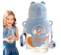 Botella deportiva de dibujos animados - Botella de agua a prueba de fugas con paja de silicona | Botella de bebidas con gran capacidad para caminar | Correa ajustable | Actividad al aire libre