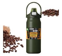 Botella deportiva térmica - Bolsa de agua metálica, recipiente de bebida sostenible | Tamaño extra grande de 1500 ml con asa de transporte y característica de paja, globo de doble pared para ex