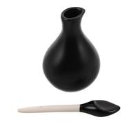 Botella Difusora de Aceite Cerámica Negra 40ml Estilo Vintage | Recipiente de Cerámica, Acabado Mate Negro, Forma de Hoja, para Salón de Belleza y Uso Diario