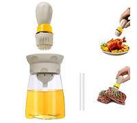 Botella dispensadora de aceite con cepillo, almacenamiento de aceite de oliva 2 en 1 y recipiente con cepillo de silicona para cocina, barbacoa, parrilla, hornear y cocinar, T-OB22, color gris
