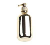 Botella dispensadora de jabón de 300 ml con bomba fiable adecuada para jabón líquido, jabón de platos, loción, champú, acondicionador y gel de baño, diseño redondo para baño y cocina (dorado)