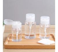 Botella dispensadora de plástico transparente para removedor de esmalte de uñas con diseño resistente a fugas y función de recarga fácil (200 ml)