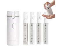 Botella dispensadora de viaje 4 en 1 con diseño a prueba de fugas, botellas de viaje recargables para artículos de tocador con etiquetas transparentes y marcas graduadas, para champú, acondicionador