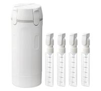 Botella dispensadora de viaje 4 en 1, envase de aseo rellenable a prueba de fugas para uso familiar en el baño, botella de almacenamiento de múltiples líquidos con etiquetas para champú
