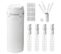 Botella dispensadora de viaje 4 en 1, juego de recipientes para líquidos, rellenable, a prueba de fugas, color blanco, reutilizable y recargable, portátil para champú, loción y gel de ducha en tamaño