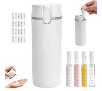Botella dispensadora de viaje MplehDa 4 en 1, botellas de viaje para rellenar, mini dispensador de champú con escala y etiqueta, contenedores portátiles para champú, loción, acondicionador
