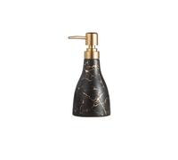 Botella dosificadora de loción de cerámica de mármol de 10.1 oz con diseño Erlenmeyer, Cabezal de plástico Dorado, Base Antideslizante y Acabado esmaltado Mate. Gastador de Bombas(Noir)