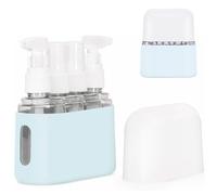Botella dosificadora de viaje 4 en 1, a prueba de fugas, con bomba y ventana, dispensador de loción recargable portátil para artículos de tocador, dispensador de jabón de viaje Wathet.