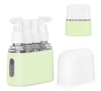 Botella dosificadora de viaje 4 en 1, a prueba de fugas, con bomba y ventana, portátil y recargable, para loción artículos de tocador. Dispensador de jabón de viaje.